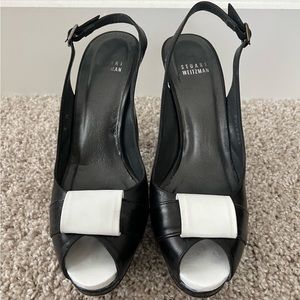Stuart Weitzman Black Slingback Open Toe Pumps Size 8